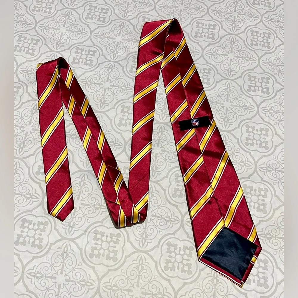 NFL Kansas City Chiefs Red, White, & Yellow Men's Striped Tie w/ logo at bottom